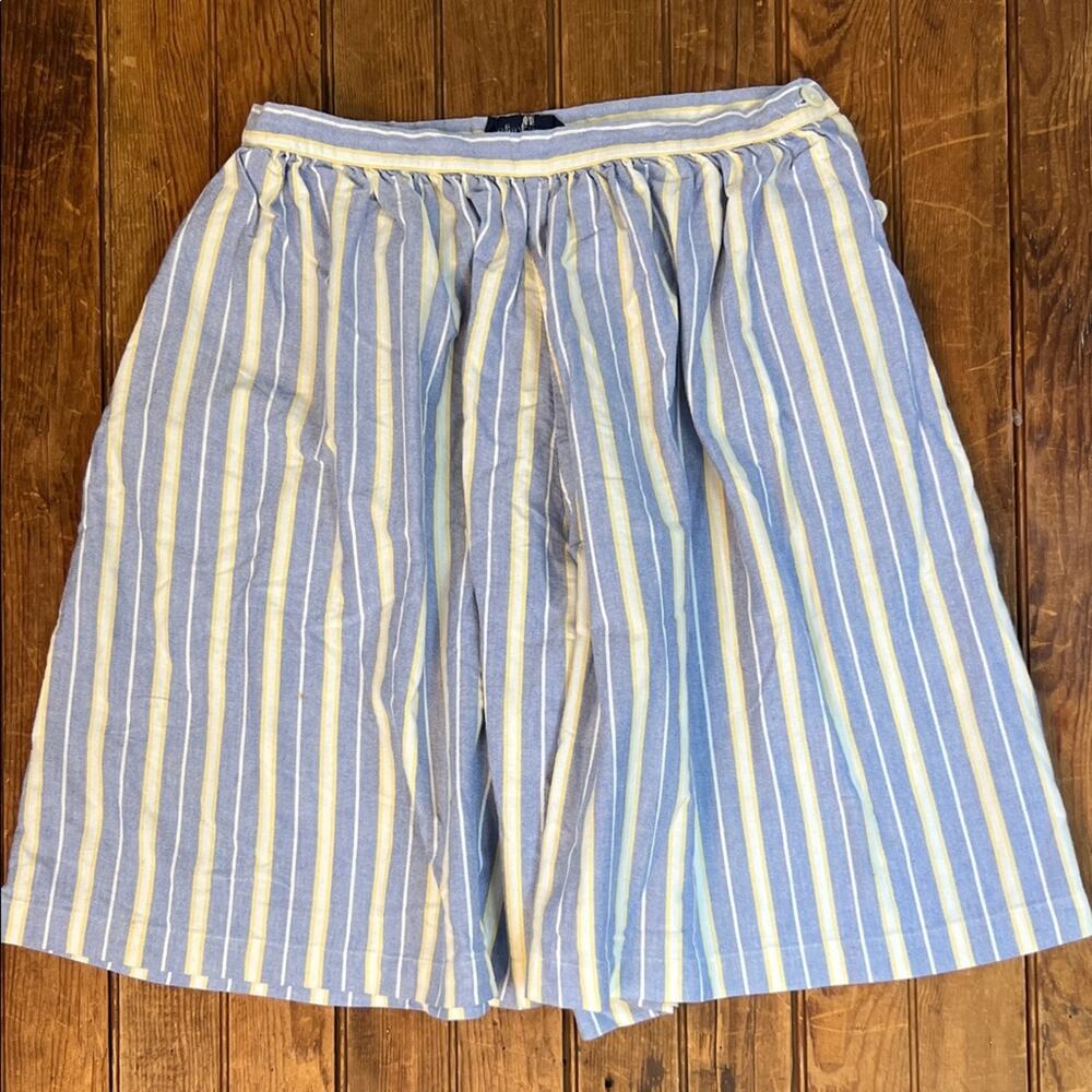 Womens Vintage Ralph Lauren skirt skort shorts 1980s Blue and Cream Striped